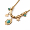 Synthetic Turquoise Pendant Necklace with 304 Stainless Steel Round Snake Chains NJEW-P269-07A-G-1