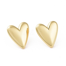 Brass Heart Stud Earrings for Women EJEW-C008-26G