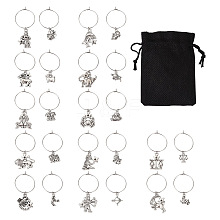 48Pcs 24 Style 12 Constellations Alloy Wine Glass Charms with Rhinestone AJEW-TAC00002