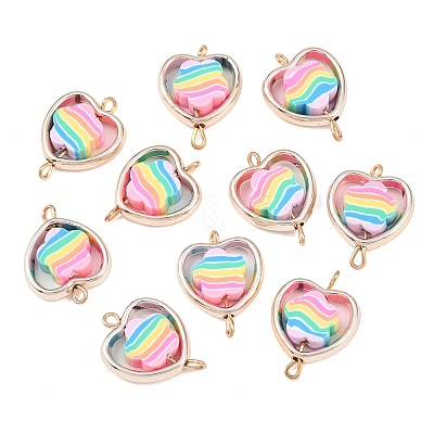 CCB Plastic Frame with Polymer Clay Rainbow Beads Links Connector Charms KK-D103-08B-RG-1
