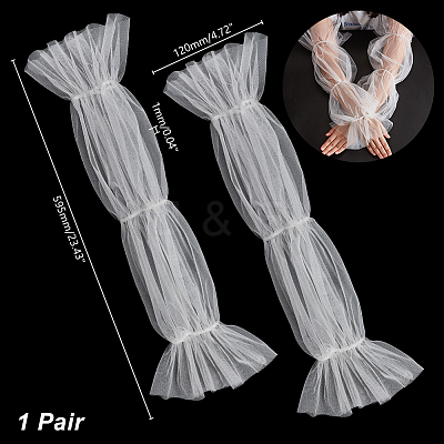 Polyester Detachable Long Mesh Sleeves AJEW-WH0270-354A-1