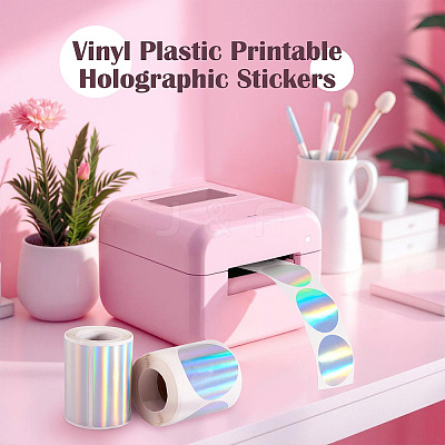 2 Rolls 2 Styles Vinyl Plastic Printable Holographic Stickers OFST-TA0001-11B-1