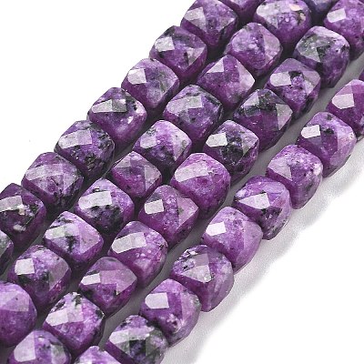Dyed Natural Sesame Jasper Imitation Charoite Beads Strands G-C179-B03-01-1