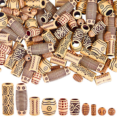150Pcs 10 Styles Imitation Wood Acrylic Beads SACR-SC0001-54-1