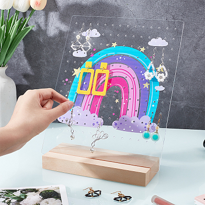 Transparent Acrylic Slant Back Earring Display Stands EDIS-WH0035-20A-01-1
