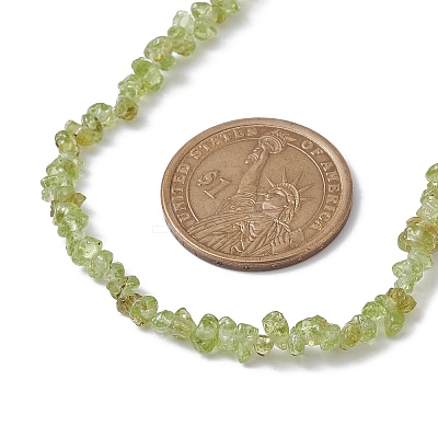 Natural Peridot Chip Beaded Necklace NJEW-JN04615-16-1