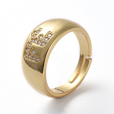 Adjustable Brass Micro Pave Cubic Zirconia Finger Rings RJEW-G096-17G-1