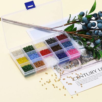 180G 15 Colors Glass Seed Beads SEED-JQ0003-01A-3mm-1
