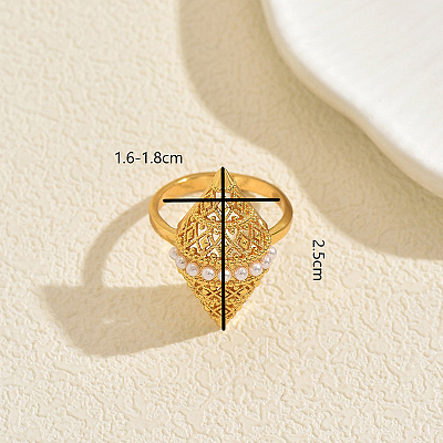 Brass with Plastic Pearls Finger Rings for Women ZR2109-1