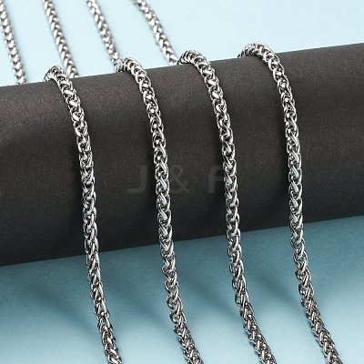 Non-Tarnish 3.28 Feet 304 Stainless Steel Wheat Chains X-STAS-O076-07-1