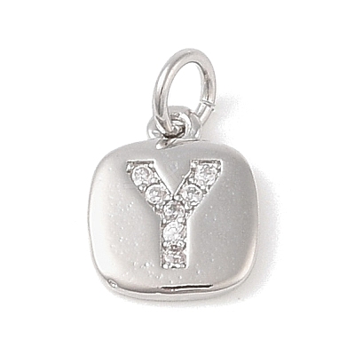 Rack Plating Brass Micro Pave CLear Cubic Zirconia Charms KK-E110-14P-Y-1