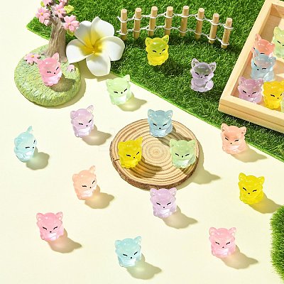 30Pcs 6 Colors Luminous Resin Fox Display Decoration CRES-CJ0001-81-1
