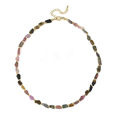 Natural Multicolor Tourmaline Beads Beaded Necklaces NJEW-JN06615-1