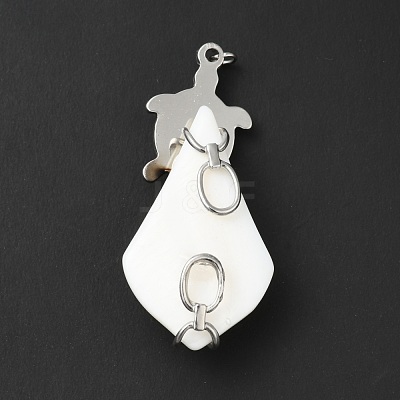 Natural White Shell Pendants SSHEL-G025-02P-1