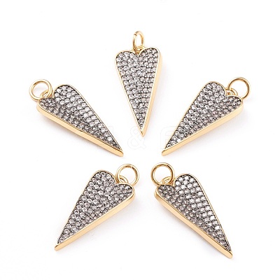 Brass Micro Pave Clear Cubic Zirconia Pendants ZIRC-I043-05G-1