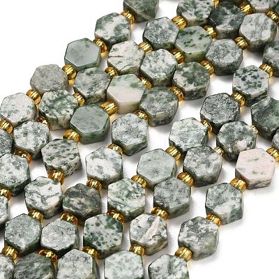 Natural Green Spot Jasper Beads Strands G-F833-B05-01-1