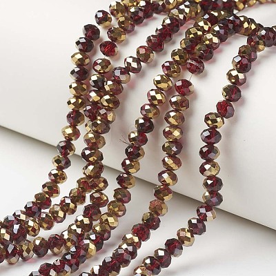 Electroplate Transparent Glass Beads Strands EGLA-A034-T2mm-O04-1