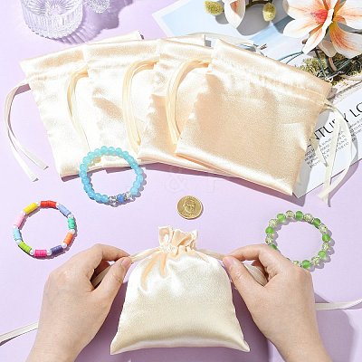 Satin Cloth Drawstring Pouches with Flower ST-CJ0048-001B-1