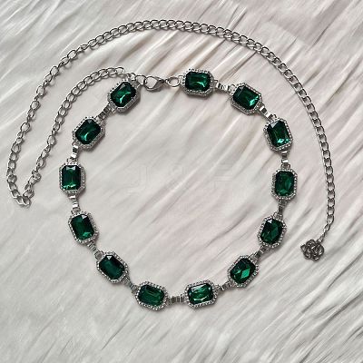 Bohemian Style Alloy Rhinestone Rectangle Link Chain Waist Belly Chains FS-WGF667A-04-1