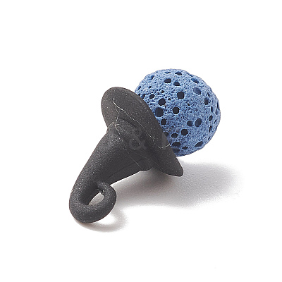 Natural Lava Rock Dyed Round Pendants PALLOY-JF02036-1