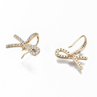 Brass Micro Pave Clear Cubic Zirconia Earring Hooks KK-S356-135G-NF-1