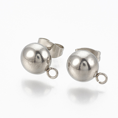 Non-Tarnish 201 Stainless Steel Stud Earring Findings STAS-Q225-16A-6mm-1