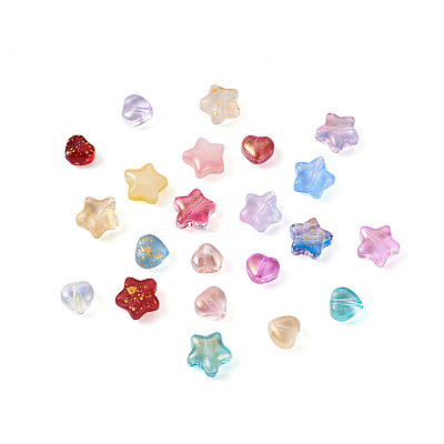 220Pcs 22 Style Transparent Spray Painted Glass Beads GLAA-CW0001-02-1