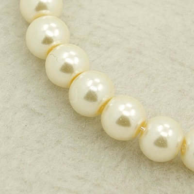 10MM Creamy White Round Pearlized Glass Pearl Beads Strands for Noble Necklace Jewelry Making X-HY-10D-B02-1
