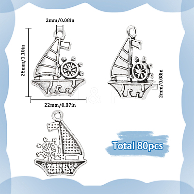 80pcs Alloy Pendants PALLOY-SC0004-34-1