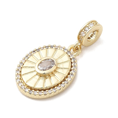 Brass Pave Clear Cubic Zirconia European Dangle Charms KK-H529-22G-1