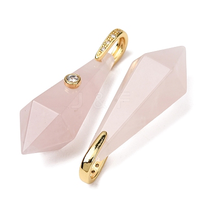 Natural Rose Quartz Beaded European Dangle Charms GG-CBA9389-03H-1