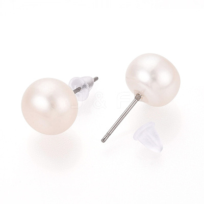 Natural Pearl Stud Earrings PEAR-N020-13A-1