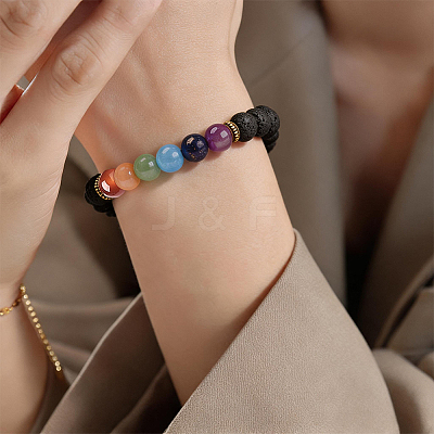 1pc Yoga Chakra Jewelry Stretch Bracelets BJEW-DJ0001-35B-1