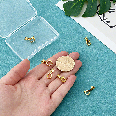 6Pcs 3 Styles Brass Pendant Cabochon Settings KK-PH0015-49G-1