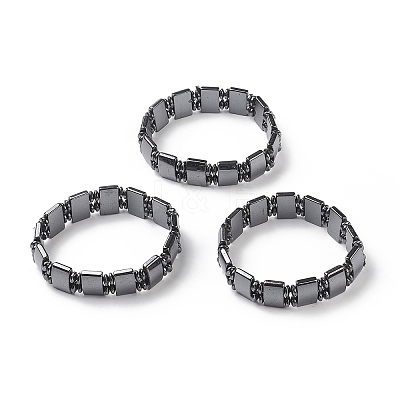 Fashionable Magnetic Synthetic Hematite Stretchy Bracelets BJEW-K007-04-1