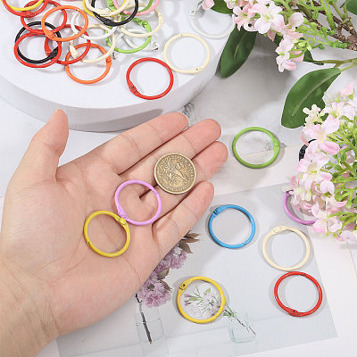 150Pcs 10 Colors Baking Paint Iron Loose Leaf Book Binder Hinged Rings AJEW-CA0005-36-1