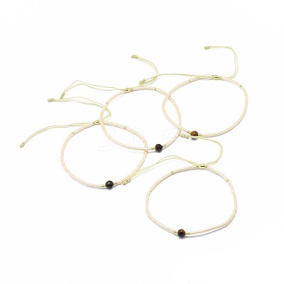 Adjustable Natural Tiger Eye Braided Bead Bracelets BJEW-F391-A09-1
