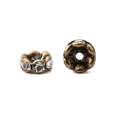 Brass Rhinestone Spacer Beads X-RB-A014-L8mm-01AB-NF-1