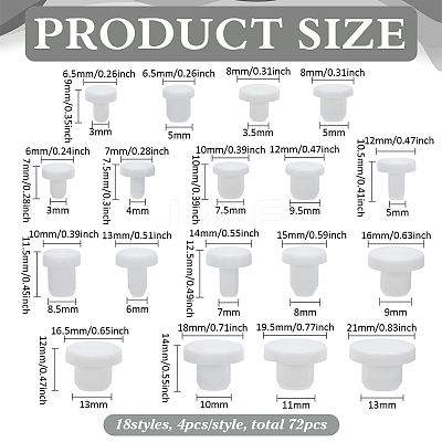 72Pcs 18 Styles Silicone End Caps FIND-FG0004-55A-1