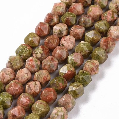 Natural Unakite Beads Strands G-G990-B02-1