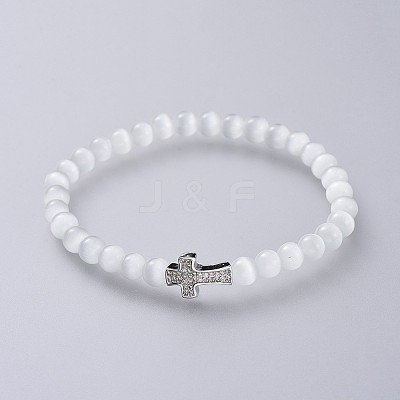 Cat Eye Stretch Bracelets BJEW-JB04589-1