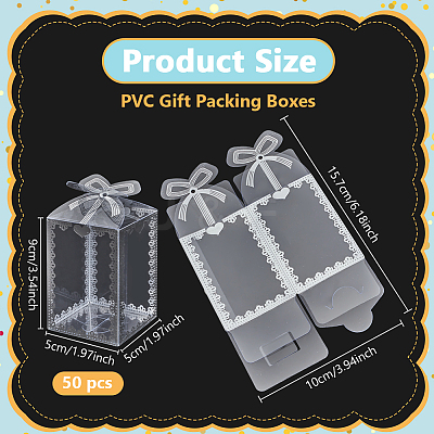 Folding Heart Print Transparent PVC Gift Packing Boxes CON-WH0085-192A-02-1