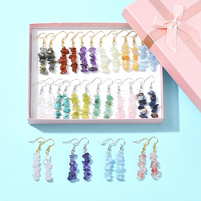 Natural & Synthetic Gemstone Dangle Earrings EJEW-FS00056-1