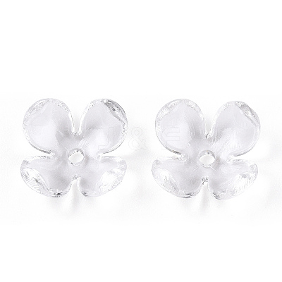 4-Petal Transparent Acrylic Bead Caps X-FACR-T001-09A-1
