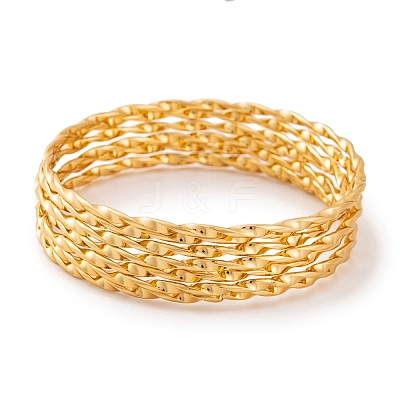 7Pcs PVD Vacuum Plating 304 Stainless Steel Textured Ring Bangles Set for Women BJEW-A011-13C-G-1