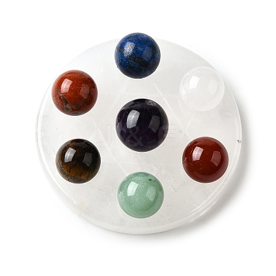 7Pcs 2 Styles Chakra Natural Quartz Crystal Base Seven Star Group Display Decorations DJEW-K031-01B-01-1