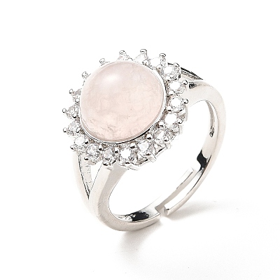 Natural Rose Quartz Adjustable Rings RJEW-P043-02P-24-1