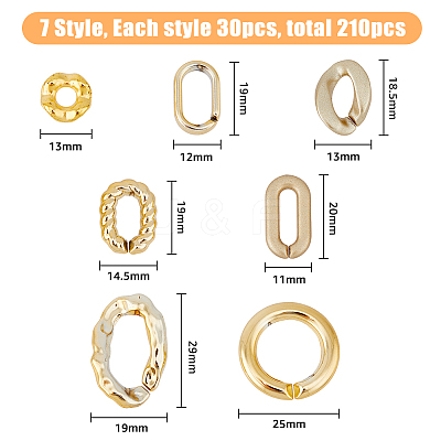 210Pcs 7 Style CCB Plastic Linking Rings CCB-HY0001-03-1