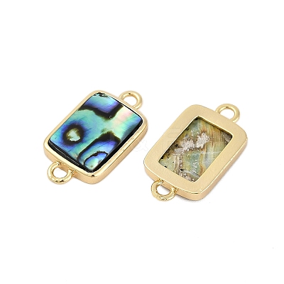 Brass Pave Natural Paua Shell Connector Charms KK-M299-01B-G-1