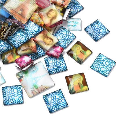 Mixed Style Photo Pattern Glass Cabochons GGLA-X0005-1